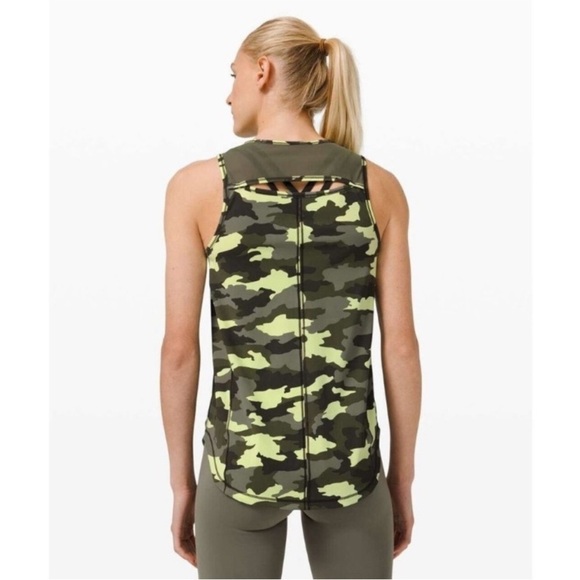 Lululemon Sculpt Tank Top Heritage 360 Camo Crispin Green Multi Cut Out Back - Picture 1 of 9